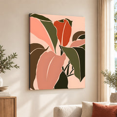 Colorful Abstract Tropical Leaves Over Beige Background | Abstract Floral Artwork #00279