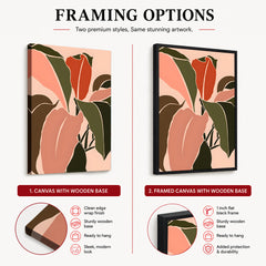 Colorful Abstract Tropical Leaves Over Beige Background | Abstract Floral Artwork #00279