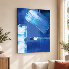 Blue & White Color Shades Abstract Design | Abstract Office Artwork #00280