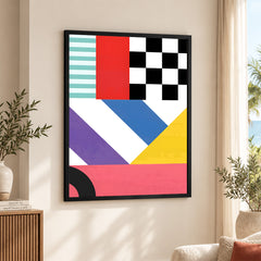 Pink & Blue Colorful Abstract Design Over White Background | Abstract Office Artwork #00286
