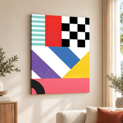 Pink & Blue Colorful Abstract Design Over White Background | Abstract Office Artwork #00286
