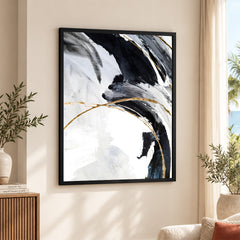 Black & Gold Abstract Office Design Over White Background | Abstract Office Artwork #00289