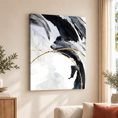 Black & Gold Abstract Office Design Over White Background | Abstract Office Artwork #00289