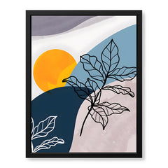 Black & White Floral Design With Moon Over Colorful Background | Abstract Floral Artwork #00294