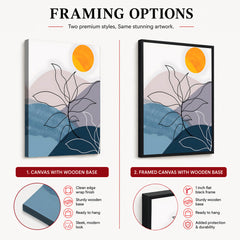 Black & White Floral Design With Moon Over Colorful Background | Abstract Floral Artwork #00297