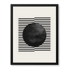 Black & Grey Moon With Lines | Abstract Office Artwork #003