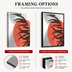 Beautiful Tropical Leaves Over Orange & Grey Background | Abstract Floral Artwork #00307