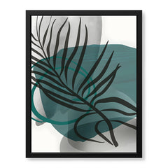 Beautiful Tropical Leaves Over Green & Grey Background | Abstract Floral Artwork #00309