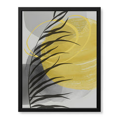 Beautiful Tropical Leaves Over Yellow & Grey Background | Abstract Floral Artwork #00310