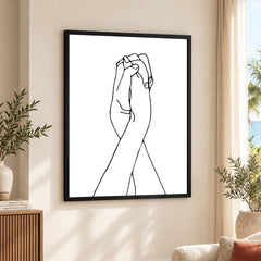 Black & White Hands With Line Art Over White Background | Abstract Fashion Artwork #00319