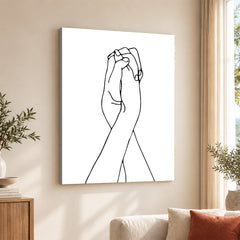 Black & White Hands With Line Art Over White Background | Abstract Fashion Artwork #00319