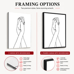 Black & White Hands With Line Art Over White Background | Abstract Fashion Artwork #00319