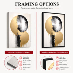 Black & Gold Abstract Art Over White And Beige Background | Abstract Fashion Artwork #00324