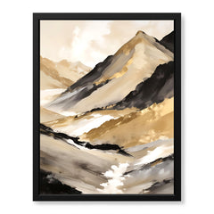 Black & Gold Abstract Art Over White And Beige Background | Abstract Fashion Artwork #00325