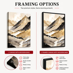 Black & Gold Abstract Art Over White And Beige Background | Abstract Fashion Artwork #00325