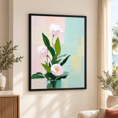 Pink & Green Beautiful Floral Design | Abstract Floral Artwork #00326
