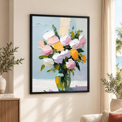 Pink & Green Beautiful Floral Design | Abstract Floral Artwork #00328