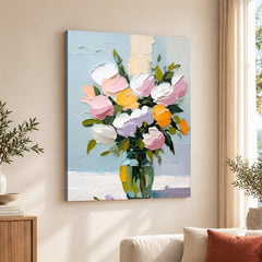 Pink & Green Beautiful Floral Design | Abstract Floral Artwork #00328