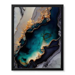 Blue & Green Abstract Art Over Grey Background | Abstract Fashion Artwork #00330
