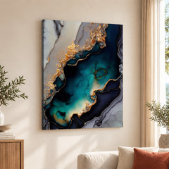 Blue & Green Abstract Art Over Grey Background | Abstract Fashion Artwork #00330