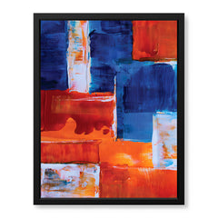 Blue & Orange Abstract Art Over Grey Background | Abstract Fashion Artwork #00333