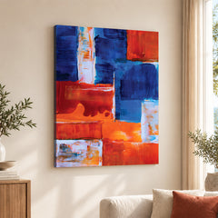 Blue & Orange Abstract Art Over Grey Background | Abstract Fashion Artwork #00333