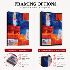 Blue & Orange Abstract Art Over Grey Background | Abstract Fashion Artwork #00333