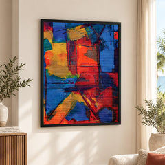 Blue & Orange Abstract Art Over Grey Background | Abstract Fashion Artwork #00334
