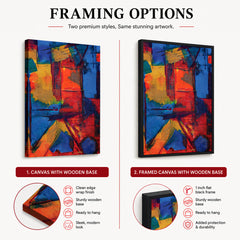 Blue & Orange Abstract Art Over Grey Background | Abstract Fashion Artwork #00334