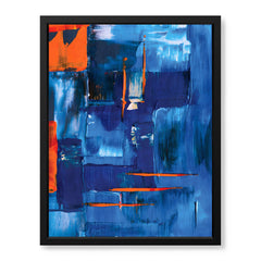 Blue & Orange Abstract Art Over Blue Background | Abstract Fashion Artwork #00335