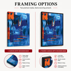 Blue & Orange Abstract Art Over Blue Background | Abstract Fashion Artwork #00335