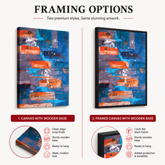 Blue & Orange Abstract Art Over Blue Background | Abstract Fashion Artwork #00336