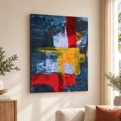 Blue & Orange Abstract Art Over Blue Background | Abstract Fashion Artwork #00338