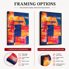 Blue & Orange Abstract Art Over Blue Background | Abstract Fashion Artwork #00339