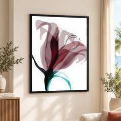 Blue & PInk Abstract Floral Art Over White Background | Abstract Floral Artwork #00340