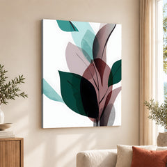 Blue & PInk Abstract Floral Art Over White Background | Abstract Floral Artwork #00342