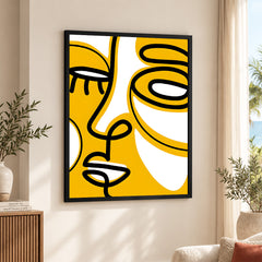 Black & Gold Abtract Face Art Over White Background | Abstract Fashion Artwork #00352
