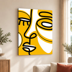 Black & Gold Abtract Face Art Over White Background | Abstract Fashion Artwork #00352