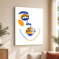 Black & Gold Abtract Face Art Over White Background | Abstract Fashion Artwork #00353