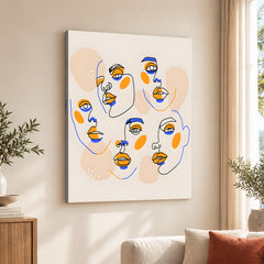 Black & Gold Abtract Face Art Over White Background | Abstract Fashion Artwork #00354