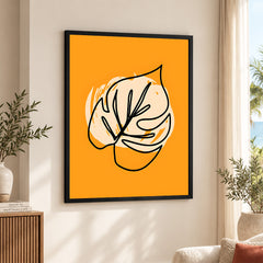 Black & Beige Abtract Floral Art Over Gold Background | Abstract Floral Artwork #00357