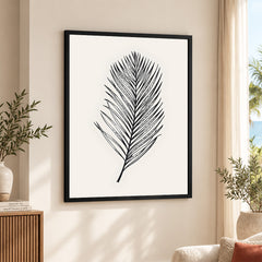 Black & White Tropical Leaves On Grey Background | Abstract Floral Artwork #0036