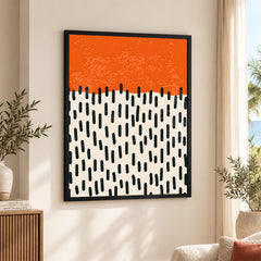 Black & Orange Abtract Art Over White Background | Abstract Office Artwork #00360