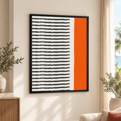Black & Orange Abtract Art Over White Background | Abstract Office Artwork #00361