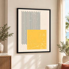 Black & Yellow Abtract Art Over White Background | Abstract Office Artwork #00363