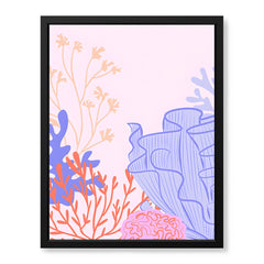 Pink & Beige Abtract Floral Art Over Purple Background | Abstract Floral Artwork #00367
