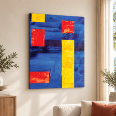 Red & Gold Abtract Art Over Blue Background | Abstract Office Artwork #00368