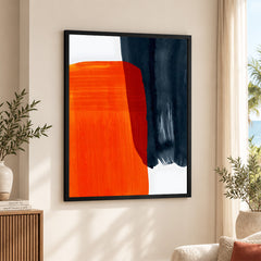 Orange & Black Abtract Art Over White Background | Abstract Office Artwork #00369