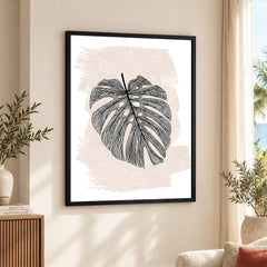 Black Floral Art With Beige Color Over White Background | Abstract Floral Artwork #00375
