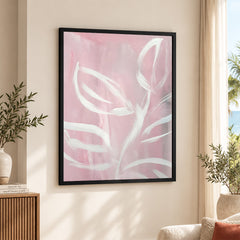 White Floral Art Over Beige Background | Abstract Floral Artwork #00377
